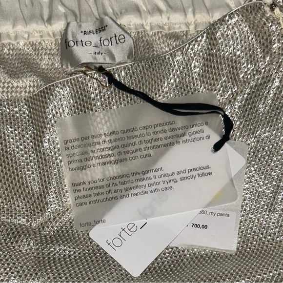 NWT Forte Forte Riflessi Silver Metallic Flared Pants M Italy Designer Statement - Picture 4 of 17